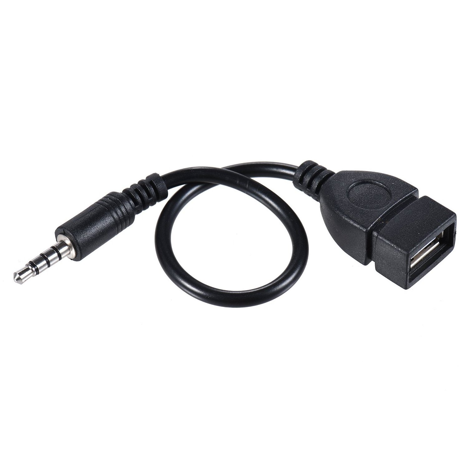 Black high quality 3.5mm Male AUX Audio Plug Jack To USB Female Converter Cable Cord for Car MP3