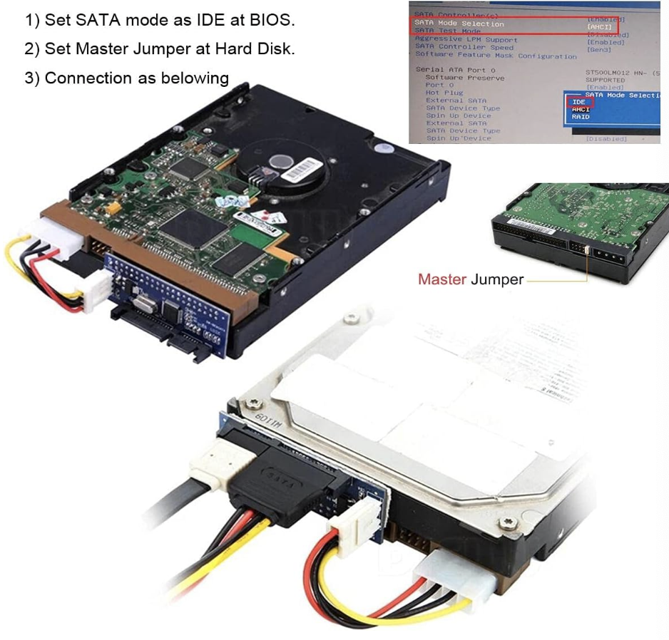 IDE/PATA 40Pin Disk to SATA Female Converter Adapter PCBA for Desktop & 3.5