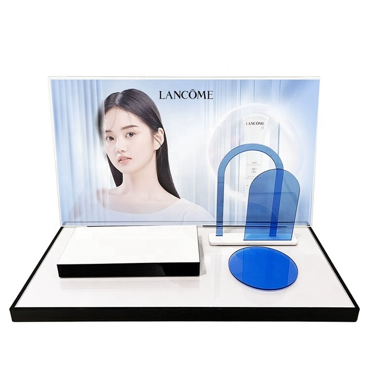 Customized Acrylic display stand Riser With Base For Mascara Lotion brow pencil  PMMA Makeup Stand Cosmetic display Rack