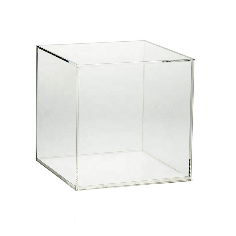 Custom clear square acrylic cube box lidless acrylic doll toys model car display case storage boxes for toys balls