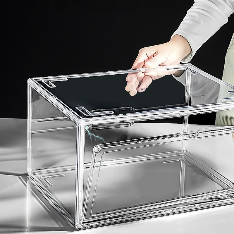 Classic Storage Box Transparent Plastic Sneaker Stackable Shoe Storage Display Bins Drop Front Acrylic Clear Shoe Box