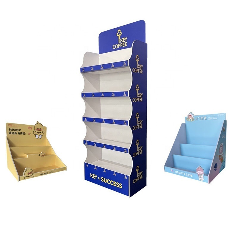 Caboal Store Hanging Display Racks Pvc Pop Up Floor Paper Retail Cardboard Display Stand Riser With Peg Hook