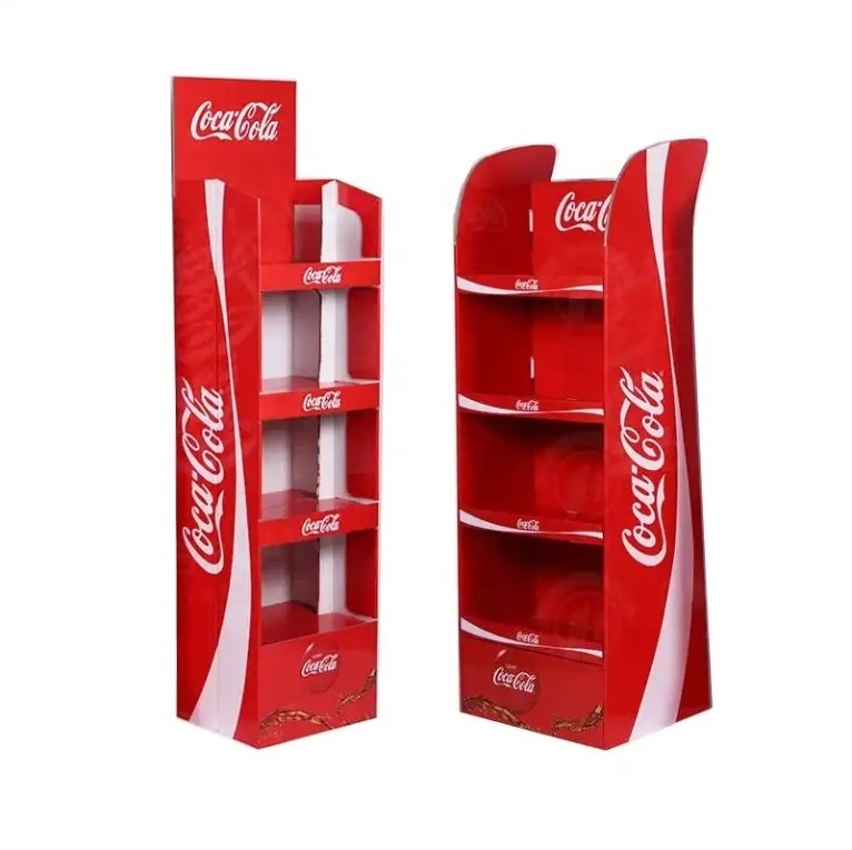 Custom  Beverages Display Advertising Retail Store Cardboard snack Display stand for coca cola display rack