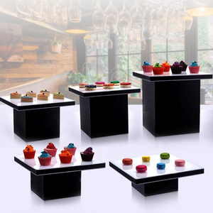 CABOAL Acrylic Risers for Food Display White Acrylic Buffet Display Stand Customized Box