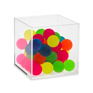 Custom clear square acrylic cube box lidless acrylic doll toys model car display case storage boxes for toys balls