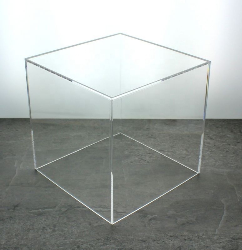 Custom clear square acrylic cube box lidless acrylic doll toys model car display case storage boxes for toys balls