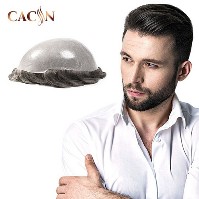 Super Skin Raw Hair Toupee 0.08mm Skin Mens Hairpiece with High-Quality Raw Hair Wigs for Men Toupee