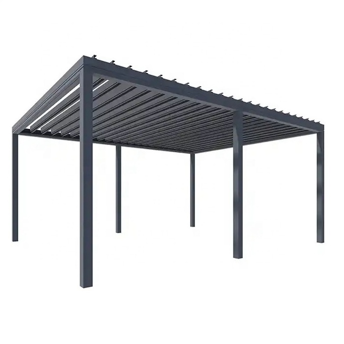 Customized Luxury Metal Pergola with Led Strip Aluminium Opening Patio Gazebo Modern Louverd