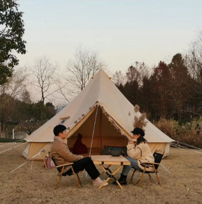 Luxury Large round Canvas Bell Tent Waterproof Yurt Design for Outdoor Glamping