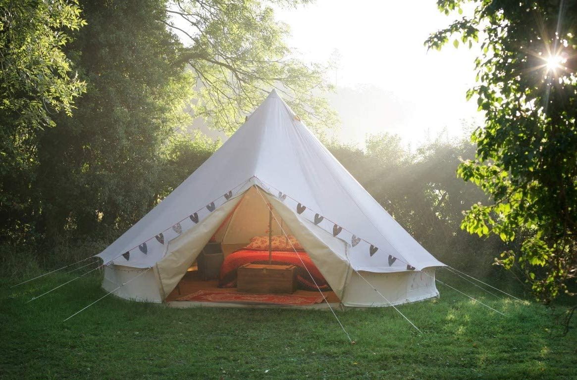 Factory OEM Fire Resistant 3m 4m 5m 6m Four Season Customize Outdoor 100% Cotton Canvas Bell Tent