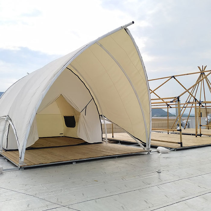 Luxury resort Tent Outdoor Glamping Nomadic Tent Steel Structure Waterproof Hotel Luxury Dome House Glamping conch shape Tent