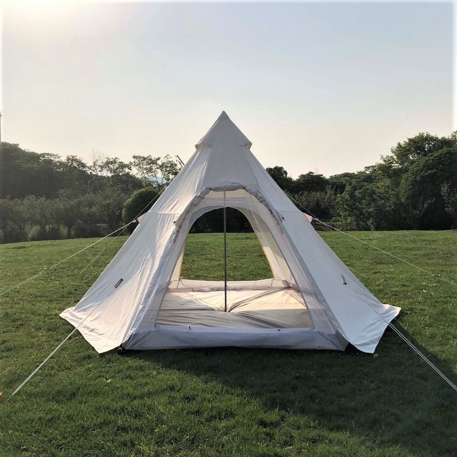 Customized Low MOQ Cotton Canvas Adult Teepee Tent Indian Yurt Glamping Tipi for Outdoor Camping Pyramid Tent Design