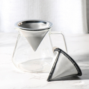 Reusable Stainless Steel Metal Pour Over Coffee Maker Cone Paperless Permanent Coffee Strainer Coffee Mesh Filter