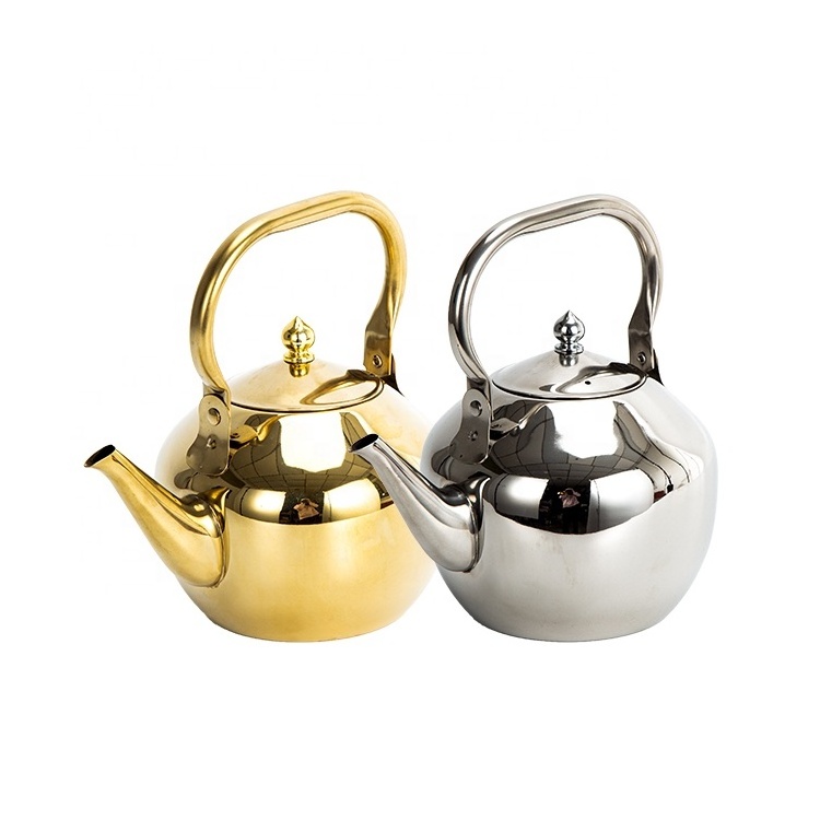 Wholesale Gold Color 1.2L- 4L Saudi Arabian Style Stainless Steel Without Whistling Kettle Water Tea Pot Kettle