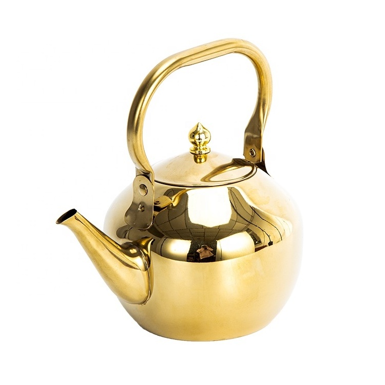 Wholesale Gold Color 1.2L- 4L Saudi Arabian Style Stainless Steel Without Whistling Kettle Water Tea Pot Kettle