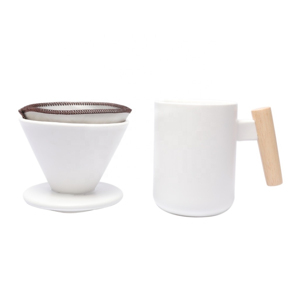 With Handle Ceramic Origami Style Coffee Drip Cup Sets Coffee Maker Set Mugs V Ceramic Coffee Set