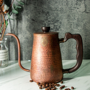 Rose Wood Handle And Knob Hande Made coffee pot 100% Pure Copper Gold Gooseneck Coffee Tea Kettle