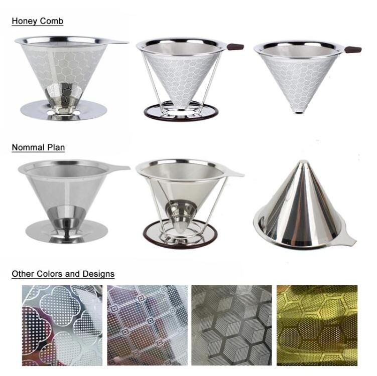 Portable Reusable 2-4 cup Stainless Steel 304 coffee drip filter Cone V Coffee Maker Pour Over Stainless Steel Coffee Filter