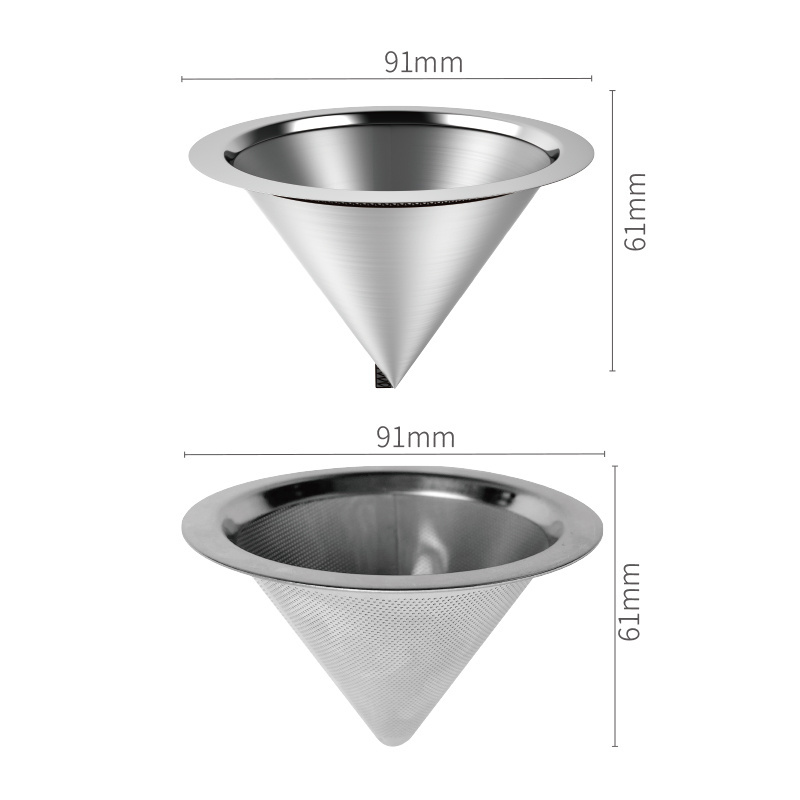 Reusable Stainless Steel Metal Pour Over Coffee Maker Cone Paperless Permanent Coffee Strainer Coffee Mesh Filter