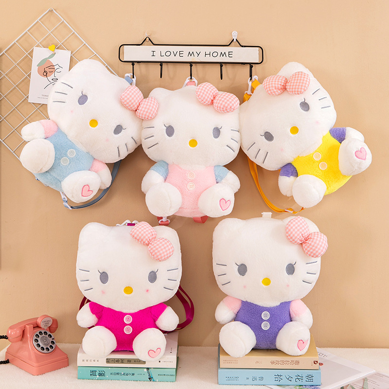 Wholesale Custom Cartoon Hello Cat Kt Plush Toys Backpack Cute Girl Kids Gift Soft Sanrios Stuffed Plush Toys Bags