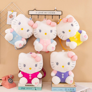 Wholesale Custom Cartoon Hello Cat Kt Plush Toys Backpack Cute Girl Kids Gift Soft Sanrios Stuffed Plush Toys Bags