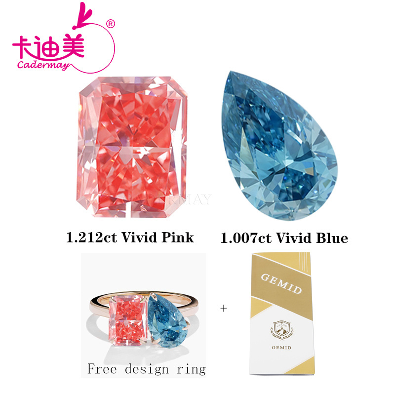 Factory Price HPHT Fancy Loose Blue Lab Created Diamond Oval Cut Loose Synthetic Diamond With GEMID Certificate Colorful Diamond