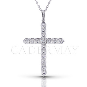 Cadermay Hip Hop Jewelry Custom Moissanite Diamond 925 Pure Silver Pendant Round Moissanite Rapper Cross Pendant Wholesale Price