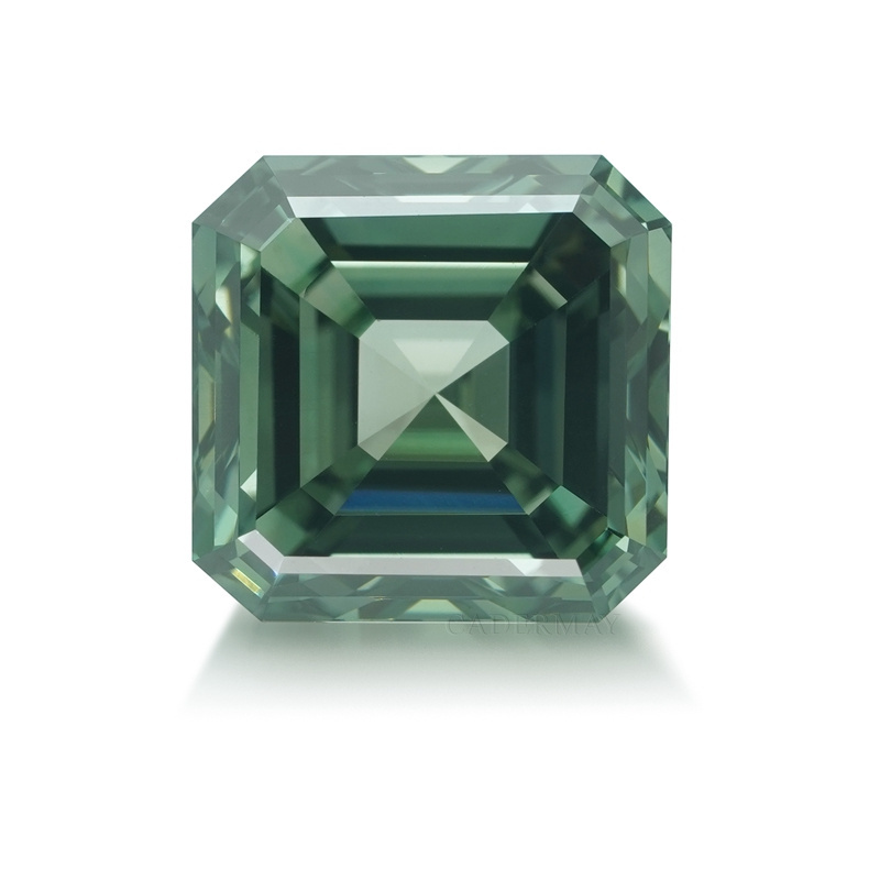 Cadermay Wholesale Price HPHT Fancy Green Color 1.2ct Asscher Cut VS1 Lab Grown Diamond for Jewelry Making