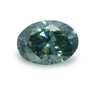 Cadermay High Quality Fancy Shape Oval Cut Fancy Color Deep Green Vivid Green Lab Grown Diamond for Jewelry Making