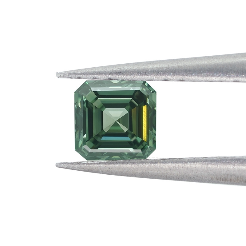 Cadermay Wholesale Price HPHT Fancy Green Color 1.2ct Asscher Cut VS1 Lab Grown Diamond for Jewelry Making