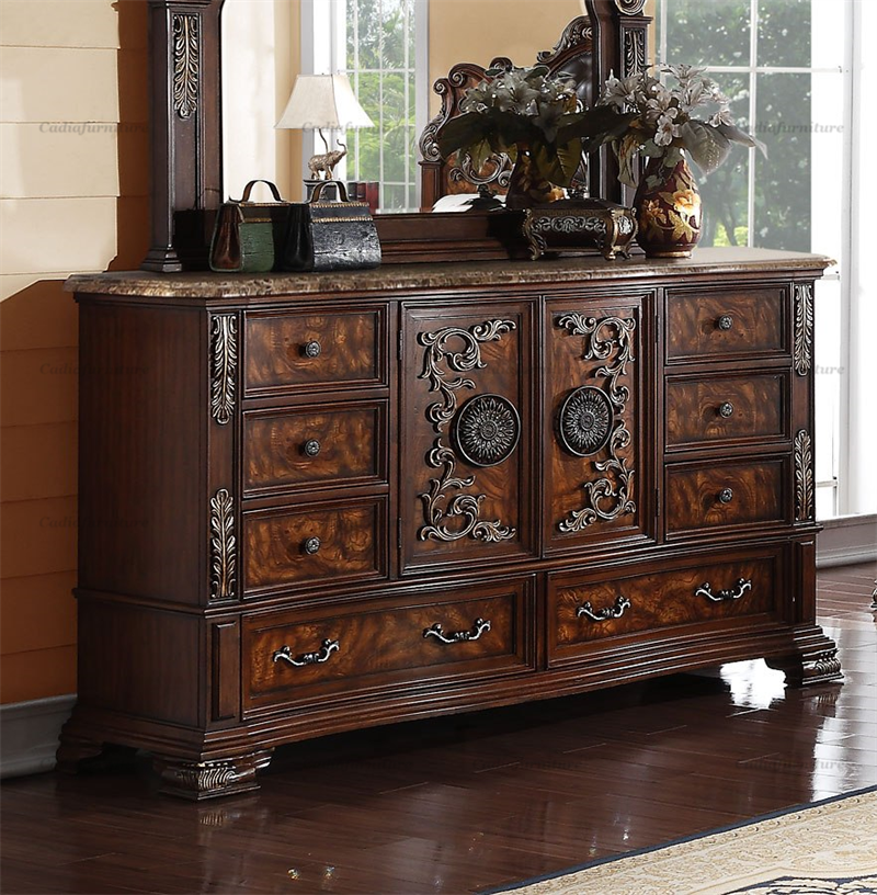 Luxury American bedroom furniture set and classic european french carved design bedroom furniture