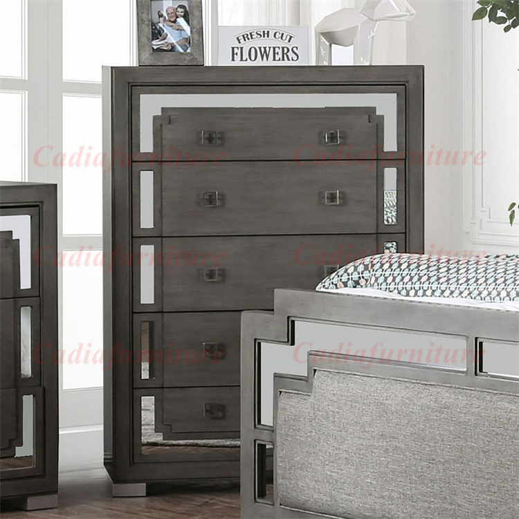 European Modern design Mirror headboard bedroom furniture Mirror Bedroom furniture set