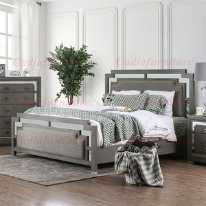 European Modern design Mirror headboard bedroom furniture Mirror Bedroom furniture set