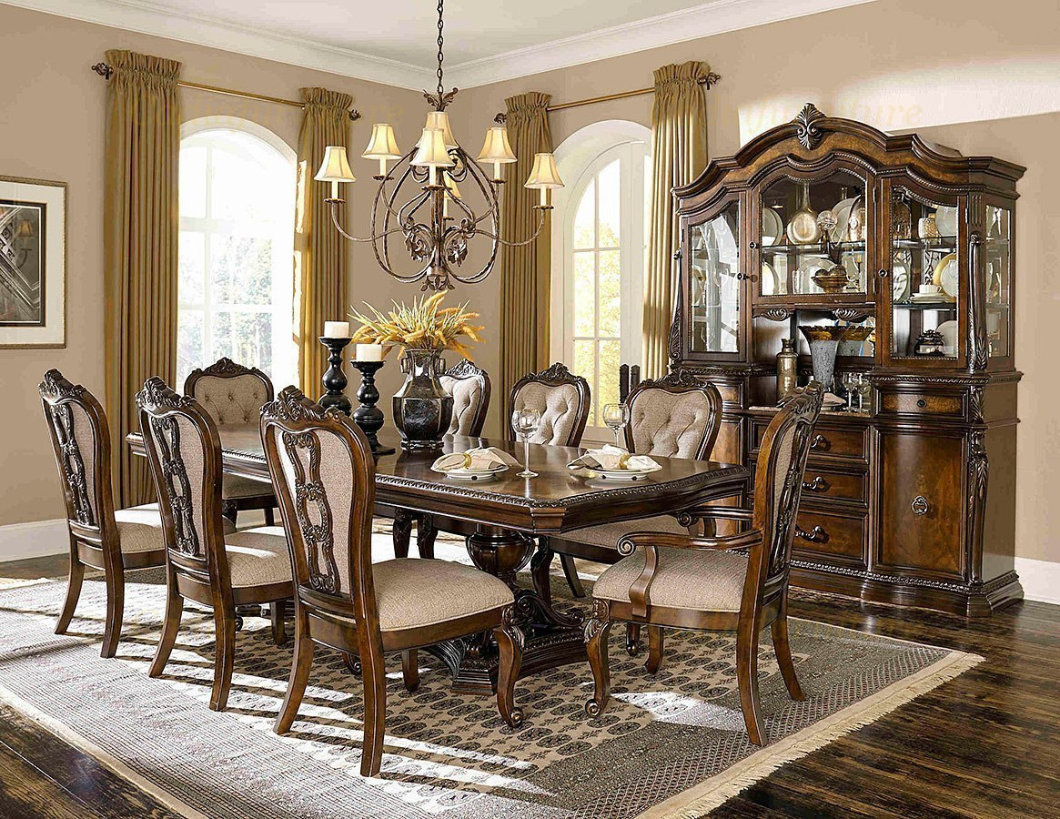 European Traditional design solid wood structure dining table with chairs wooden carving dining table