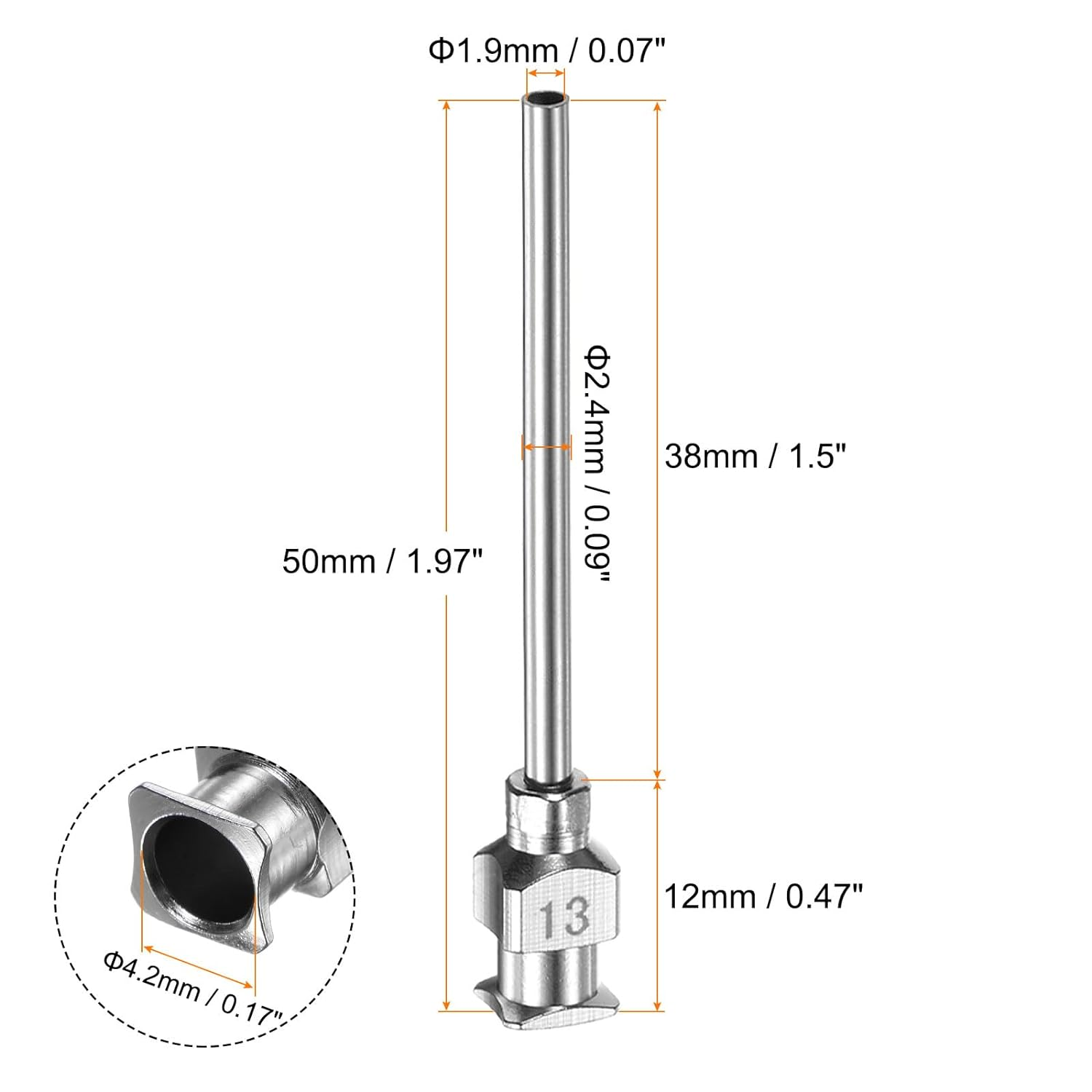 1.5 Inch 38mm All Metal Tips Blunt Stainless Steel 12 pcs Dispensing Needles Glue Syringe Tips Dispensing Needle