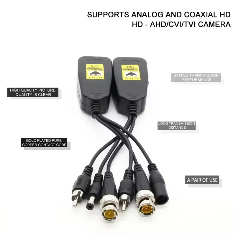 Passive HD Video Balun With Power Audio For CCTV Full Hdcvi HD-TVI HD Video Balun Connector