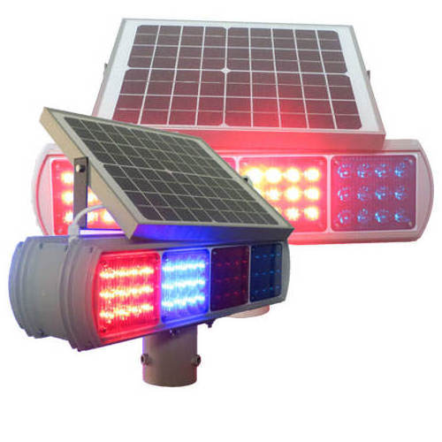 Solar Traffic flasher Double Sides Solar Traffic Flashing Warning Light Strobe Beacon Red Blue Solar Warning Flashing Light