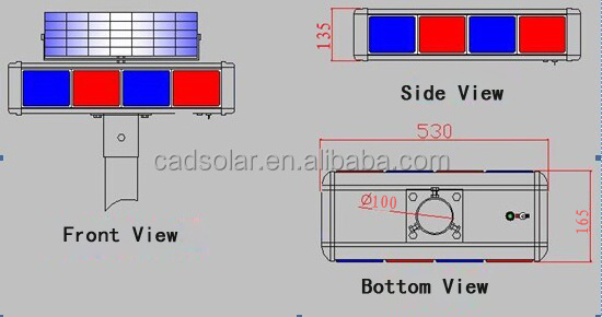 Solar Traffic flasher Double Sides Solar Traffic Flashing Warning Light Strobe Beacon Red Blue Solar Warning Flashing Light