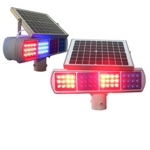 Solar Traffic flasher Double Sides Solar Traffic Flashing Warning Light Strobe Beacon Red Blue Solar Warning Flashing Light