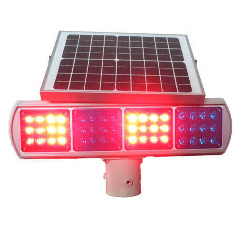 Solar Traffic flasher Double Sides Solar Traffic Flashing Warning Light Strobe Beacon Red Blue Solar Warning Flashing Light