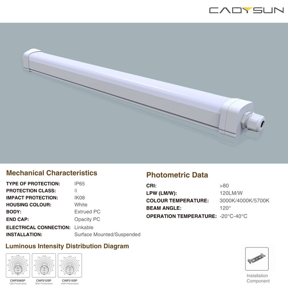 Factory Led Waterproof Cold Storage Wholesale 15W 35W 45W lights aquarium led lighting IP65 led tube led tri-proof light