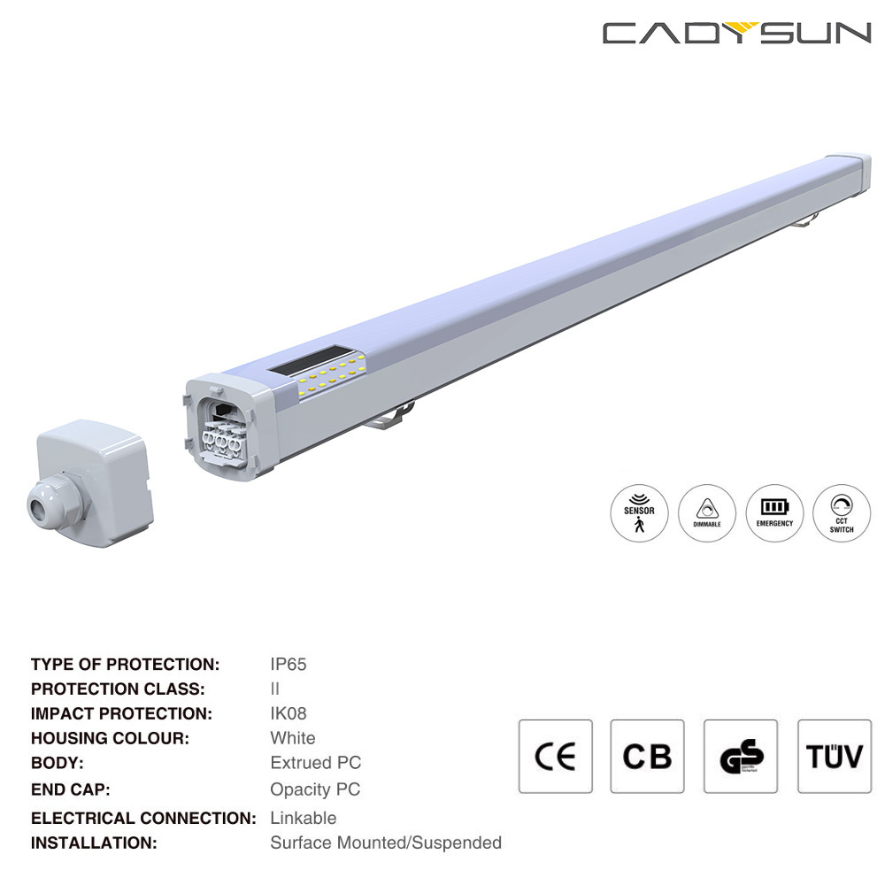 led light drop ceiling dust-proof Tube 150lm/w 220V-240V 3000K- 6000K led light outdoor waterproof ip65 lighting fixture