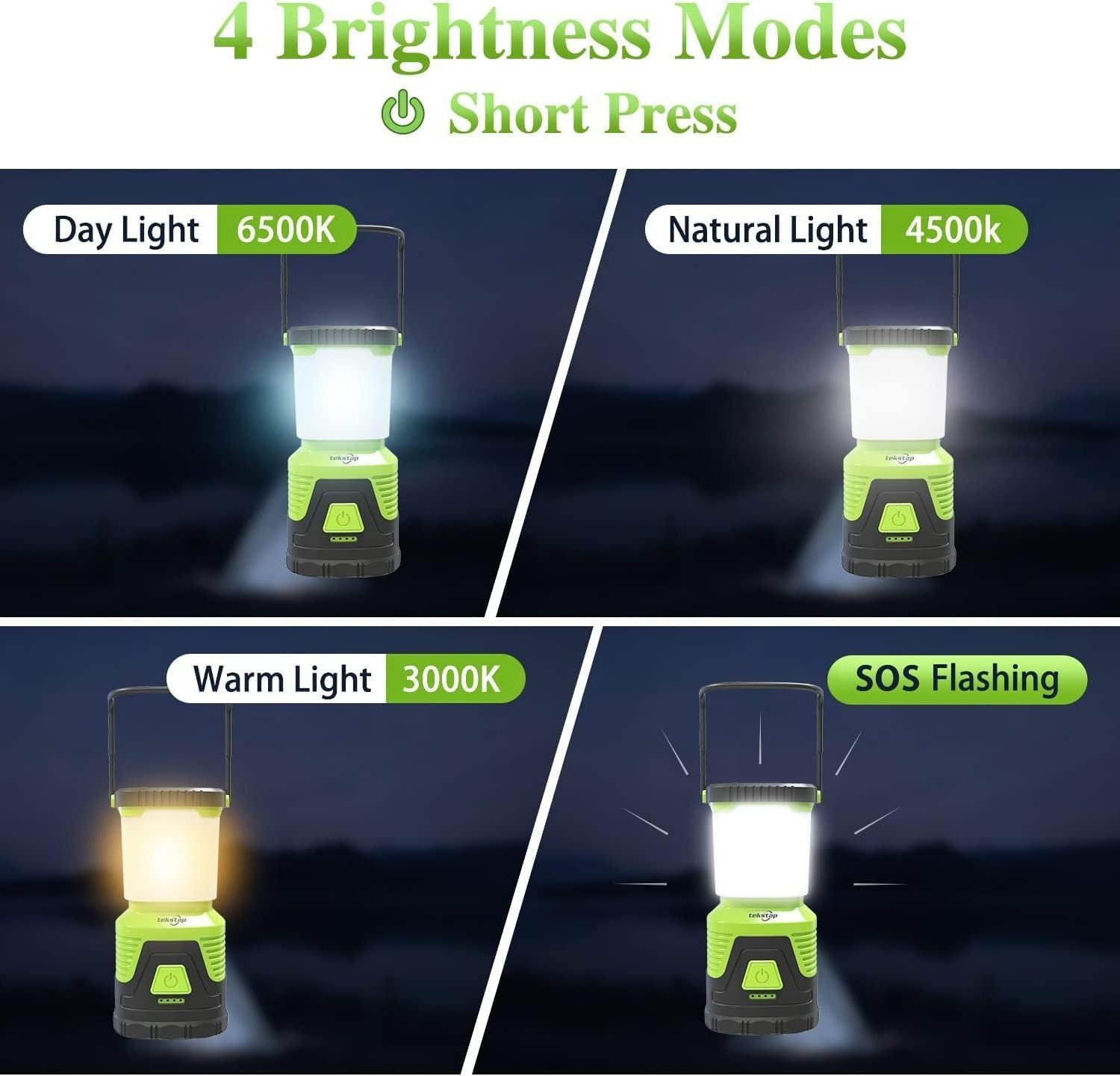 Rechargeable Lights, 1000LM Camping Lights, 4 Light Modes, 5000mAh , IP54 Waterproof, LED Lantern Flashlight for Camping Power