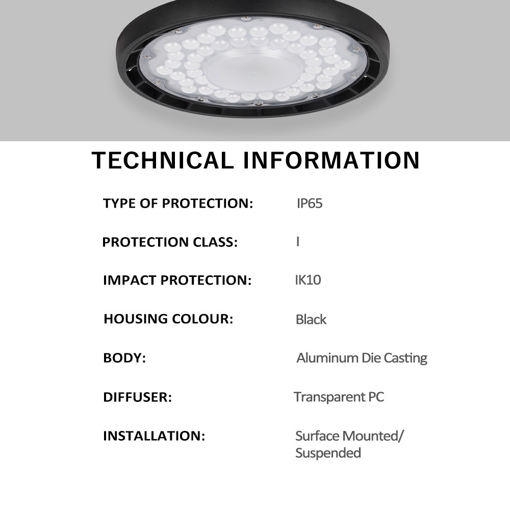 Industry Hanging Slim Sensor 100w 150w 200w  Warehouse Shop Garage 20000 Lumens ufo LED High Bay Light For Workshop