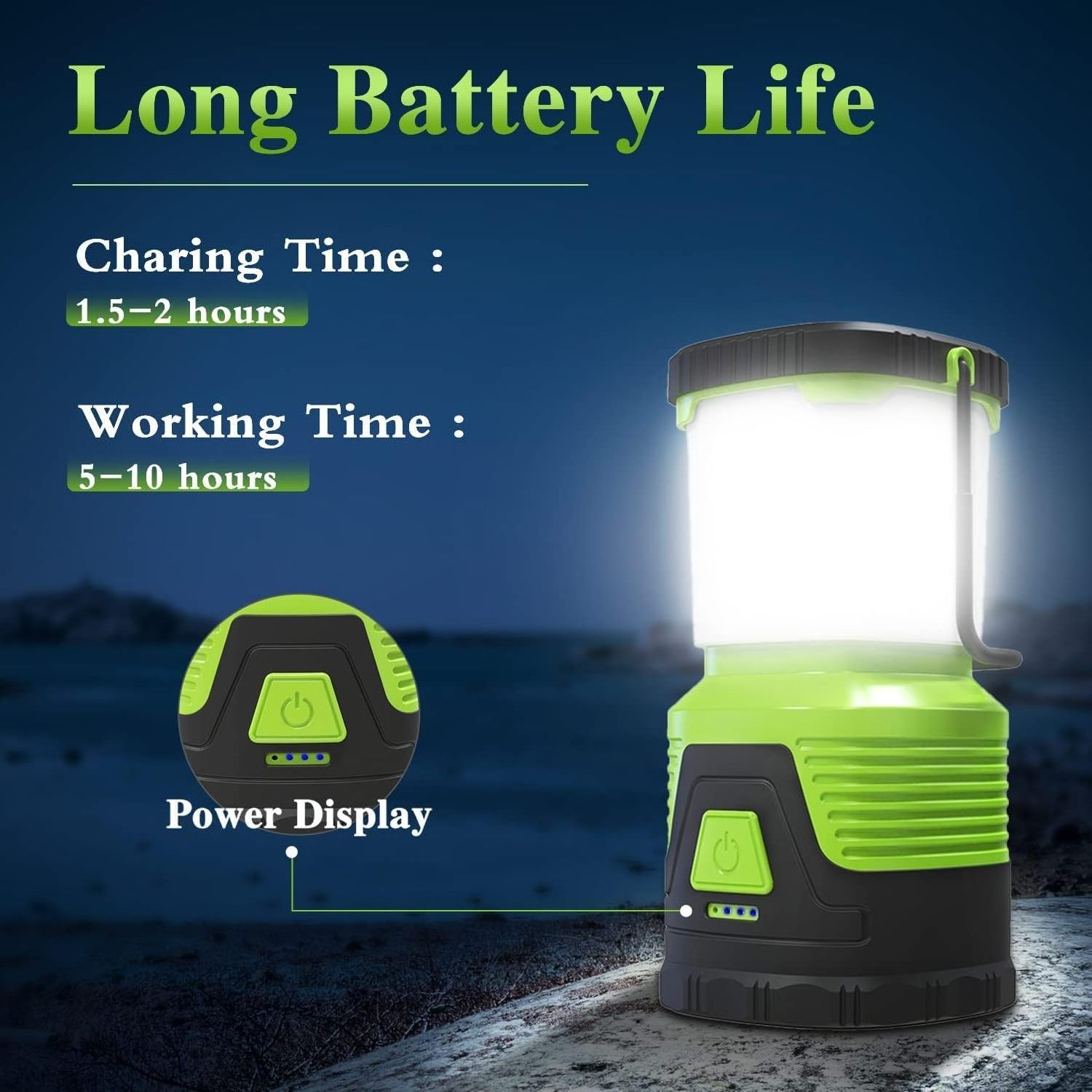 Rechargeable Lights, 1000LM Camping Lights, 4 Light Modes, 5000mAh , IP54 Waterproof, LED Lantern Flashlight for Camping Power