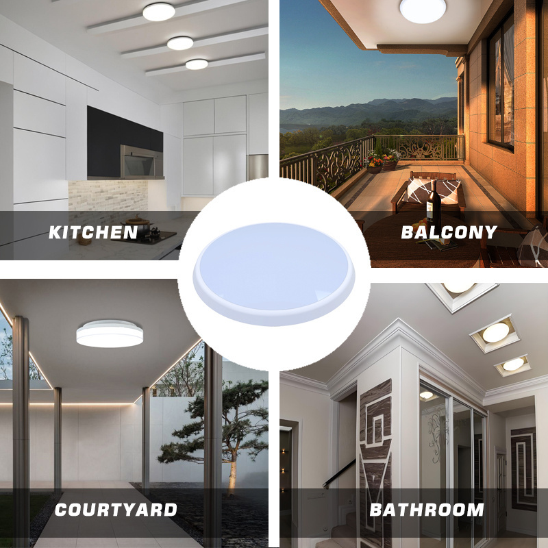 NEW Design CE ROHS CB TUV 3CCT tri colors IP65 led ceiling light easy Install round waterproof Led Ceiling Light For bedroom