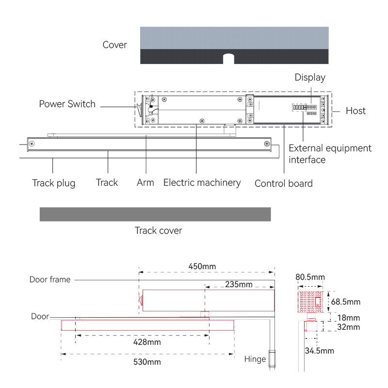 Interior Dual Arms Automatic Swing Opener Double Swing Door Operator Single Or Double Open for Office Swing Opener Door