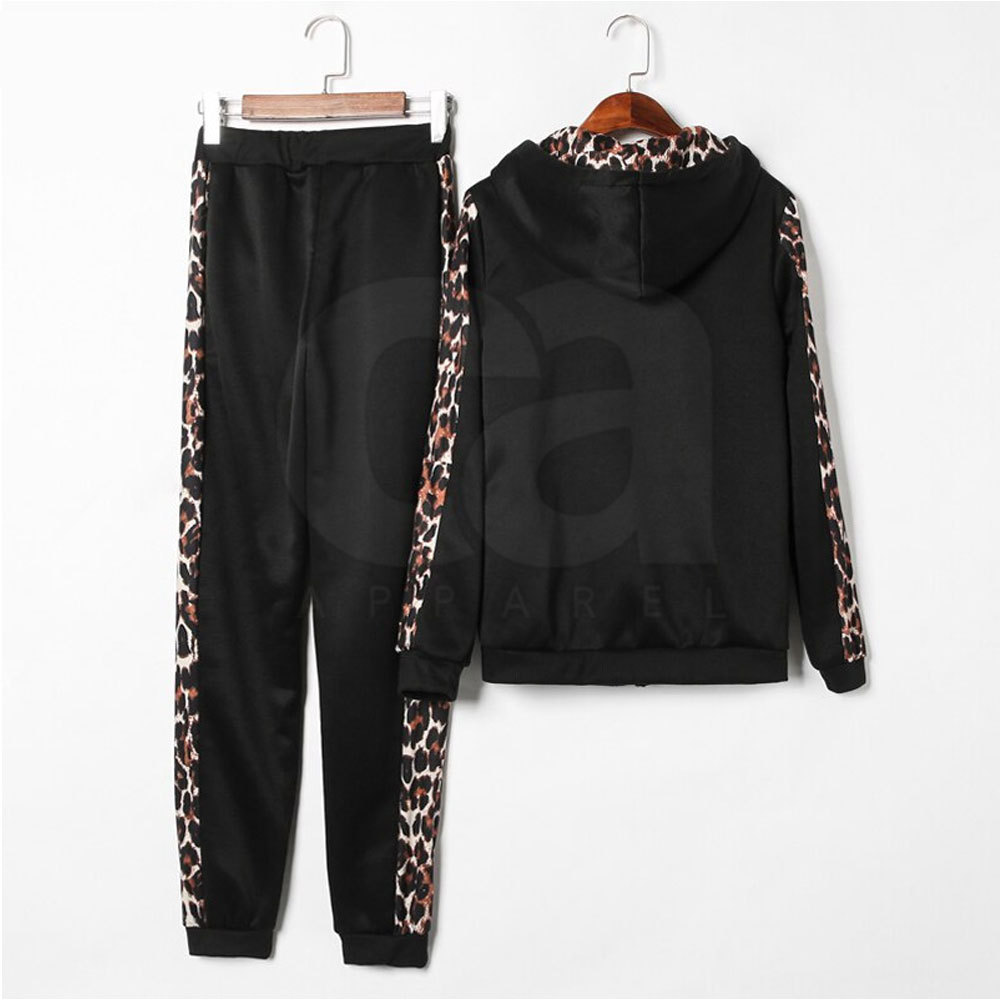 Black Color Leopard Printing Women Tracksuits Hoodie Sets High Quality Women Tracksuits