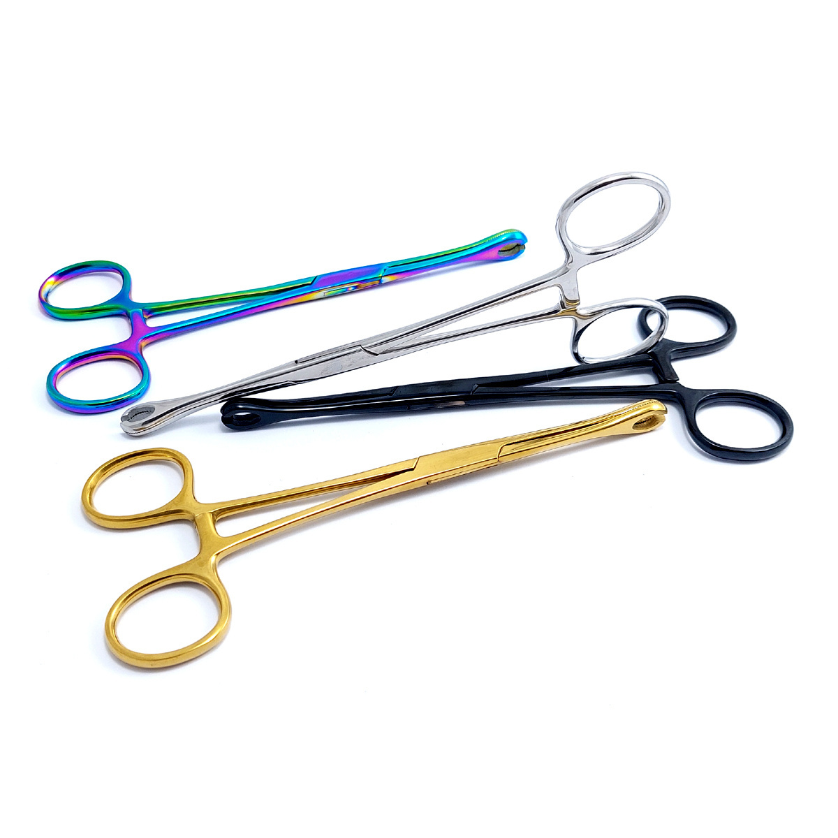 Body Piercing Forester Sponge Forceps Slotted Professional Piercing Multi Gold Black Color