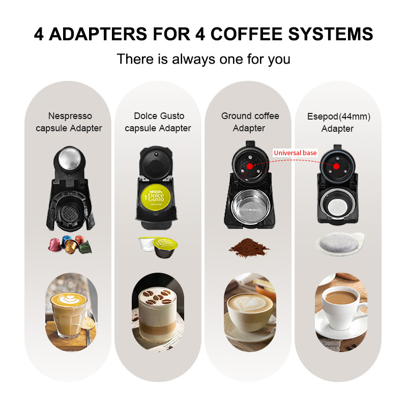 CAFELFFE Coffee Machine Cafetera Hot/Cold 4in1 Multiple Capsule 19Bar Dolce Gusto-Milk&Nexpresso Capsule ESE pod Ground Coffee